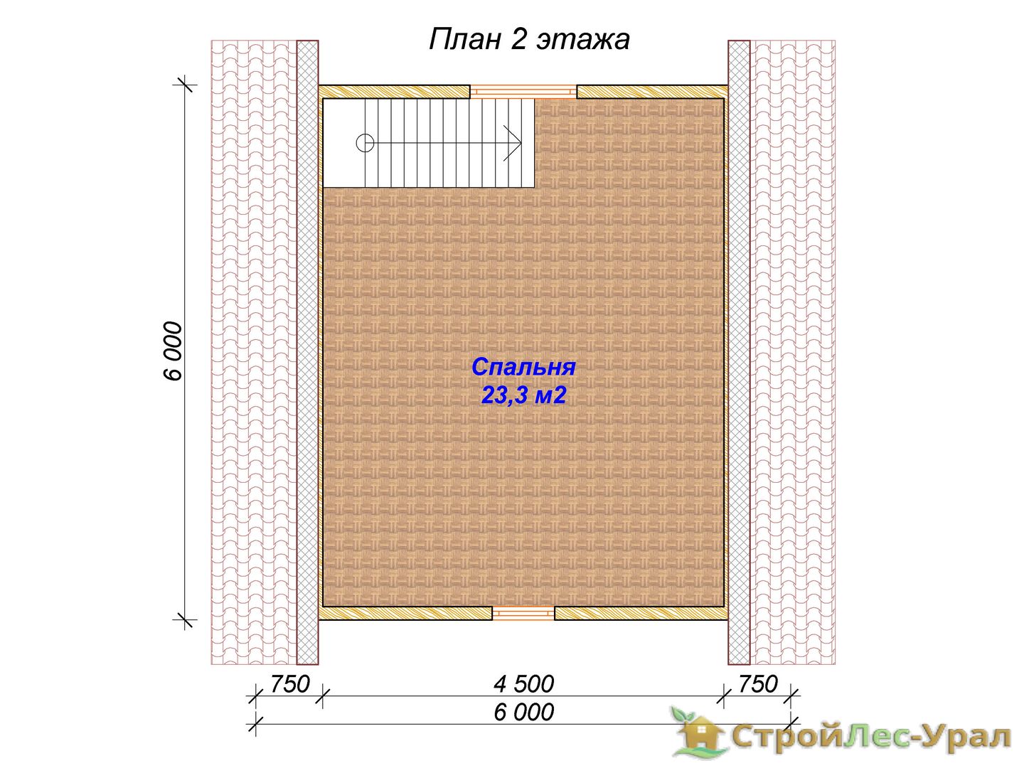 Проект дома ДБ-68 (6х7.5м), площадью 54м² из бруса 150х150мм | Стройлес-урал